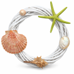  Seashell Wicker Wreath  Coastal Wall & Door Decor 1ps Size.H:20cm W:20cm